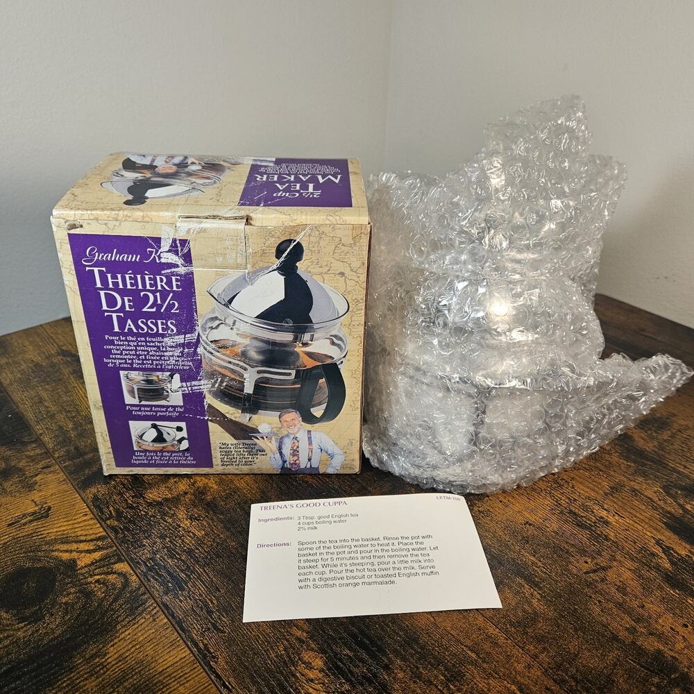 Graham Kerr Tea Maker 2.5 Cup Model LETM-100 Vintage 1996 Glass Teapot Open Box